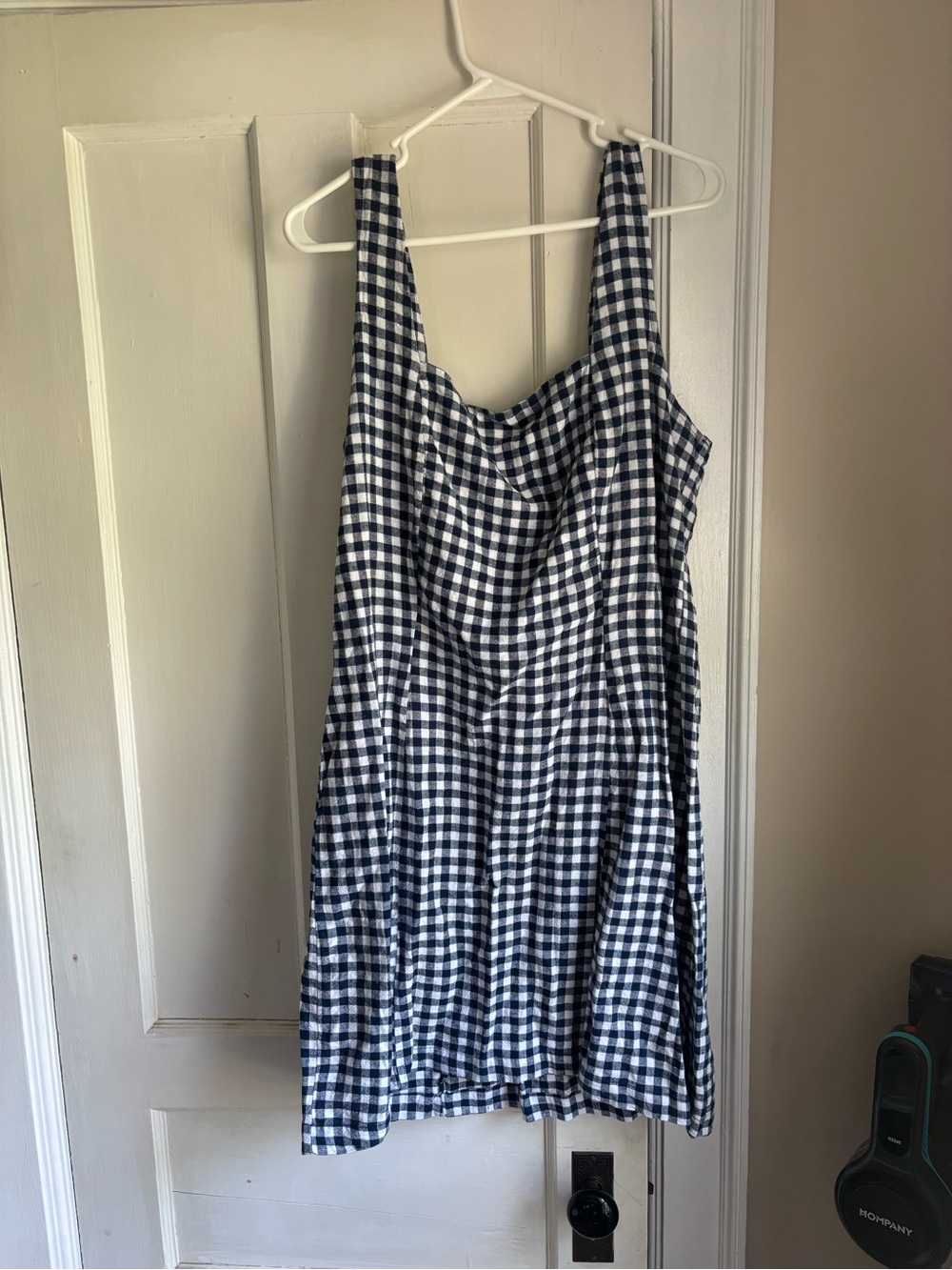linen blend gingham dress
